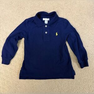 Ralph Lauren Royal Blue Long Sleeve Polo Shirt 18M Yellow Pony Classic Like New